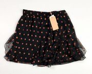 Scotch & Soda Ruffle Stars Mini Skirt Black Red Silk Size Medium #011