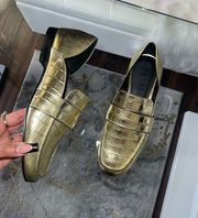 New 1. STATE Lare Gold Leather D’orsey Loafer