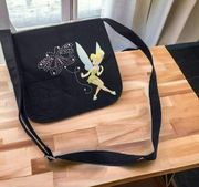 Disney Tinkerbell Magic Fairy Butterfly Large Black Crossbody Purse Bag Y2K 90s