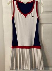 Lacoste Sport Dress size 38 length 33” bust 30 color navy blue ,red and white