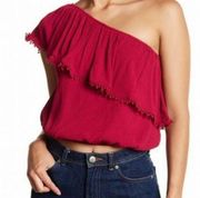 Ten Sixty Sherman Persian Red One-Shoulder Blouse