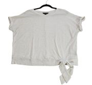 Simply Vera Vera Wang Womens Size L Oatmeal Rolled Short Sleeve Blouse Linen