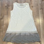 4/$25 LOGO Lori Goldstein Lace Crochet Tank Cream/Gray Sz XS