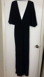 Lovers + Friends black flutter sleeve plunge V-neck Jumpsuit size Small