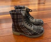 Plaid Rain Combat Boots