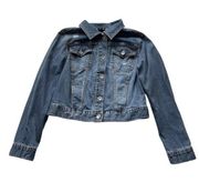 A.N.A. ANA Distressed Cropped Denim Jean Jacket Dark Blue Large western