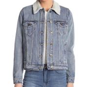 Articles of Society ‘Liz’ Faux Shearling Collar Distressed Denver Wash Jacket