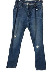 Loft Women’s Distressed GirlFriend  Casual Style Blue Denim Jeans Sz 8