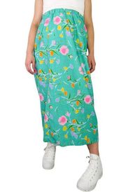 Vintage Vibrant Retro Floral Maxi Skirt Large Granny Pastel Easter