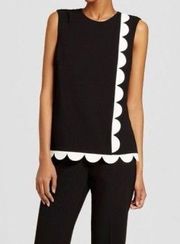 VICTORIA BECKHAM Black And White Scallop Top