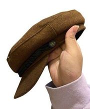 Wool blend brown newsboy women's cap