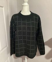 Karl Lagerfeld Black And Gold Checkered Pullover Sweater