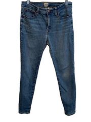 J crew 9” high rise toothpick skinned jean light wash