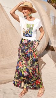 Chico’s Botanical-Print Sarong Maxi Skirt