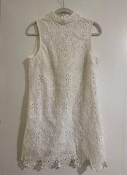 Lucy Paris High Neck White Lace Dress Medium