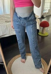 Maniere De Voir Women’s 8 Fold Over Waistband Mom Jeans NWT