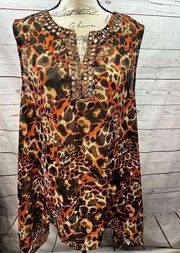 Jaclyn smith animal print sheet tunic blouse XXL (#1962)