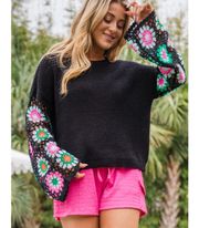 Arula Black Crochet Sweater