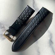 Versace Versus 18MM Watch Band, Perforated Leather Strap in Navy New w/o Box