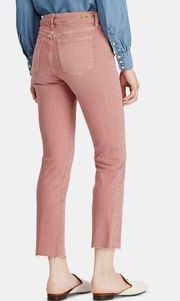 Ralph Lauren Premier Straight Ankle Raw Hem Denim Jeans in Blush Pink Size 10