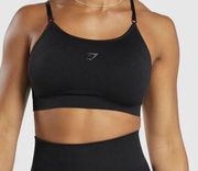 Gymshark Flex Strappy Sports Bra Black/Charcoal Seamless Womens Size Small