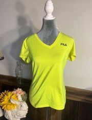 Neon yellow Fila V-neck shirt