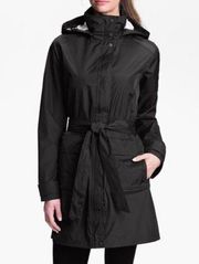 Patagonia Torrentshell Trench Coat in Black with Waist Tie