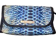 Aimee Kestenberg Nylon Cosmetic Pouch Blue Snake Print EUC