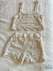 Off White Crochet Top/Short Set