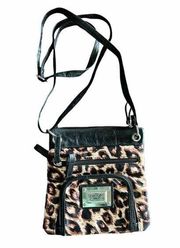 Womens Nicole Miller Chic Leopard Animal Print Crossbody Purse Bag