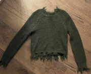 Dark Green Distressed Sweater