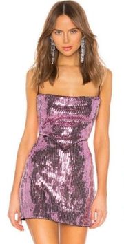 X by NBD Cindy Strappy Allover Sequin Cutout Mini Dress in Pink