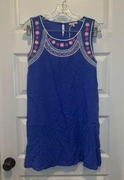 NWT Jodifl Blue Embroidered Sleeveless Shift Dress size S