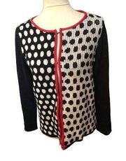 Alberto Makali black and white knit retro rockabilly cardigan with red trim Size