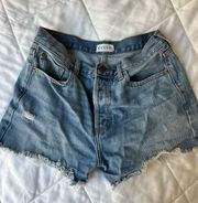 High Waisted Medium Wash Denim Shorts