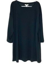 H Halston black jersey wide sleeve shift dress