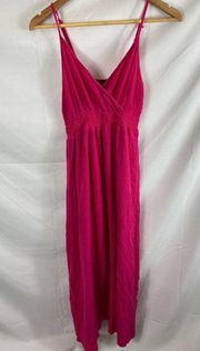 West Kei Gauze Maxi Dress V-Neck Sleeveless Small Bright Pink