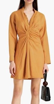 SANDRO Amaria Ruched Twill Cross-over Dress size 38 Medium US 4-6