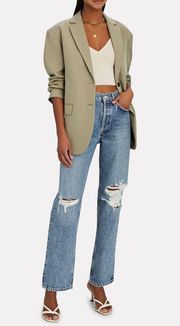 | Lana Straight Leg Distressed Blue Jeans