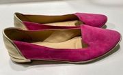 sued flats pink with and Gold heel size 8