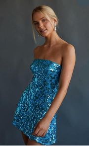 Strapless Blue sequin Dress