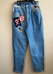 Vintage Cambridge Country Store High Waisted Jeans Horse Chicken Patches 10