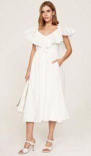 Adam Lippes White Eyelet Ruffle Midi Dress Size 2