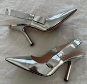 Silver Mirror Slingback Pump’s