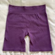 Purple Ribbed Seamless Bike Shorts