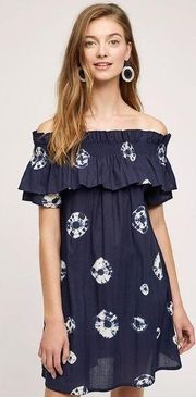 Anthropologie Whit Two Lou Off-The-Shoulder Swing Dress Cotton Size M