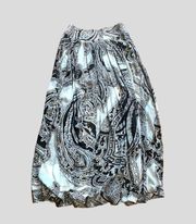 White House Black Market Womens Maxi Skirt Size 2 Black White Paisley Pleated