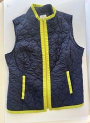 Crown and Ivy Petite Large Green Blue Quilted Vest Womens Size PL