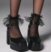 New  Gwen Mary Jane Black Platform Pump Heel Ankle Strap size 39