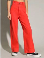 NEW Thrills Belle Jeans Red Full Length Chino Cadmium High Rise Pants Sz 2